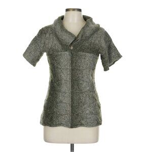 Noble Best Olive Green, Zip-Up, Short-Sleeve Sweater - Size L - Like New